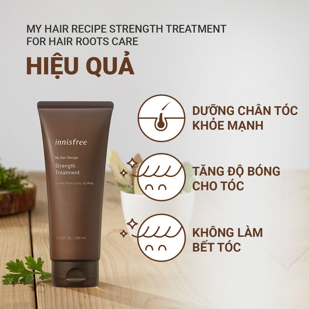 Dầu xả phục hồi gãy rụng innisfree My Hair Recipe Strength Treatment For Hair Roots Care 200ml