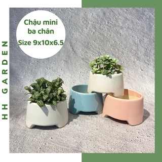Chậu mini 3 chân, size 9x10x6.5cm, chậu trồng cây sen đá, xương rồng