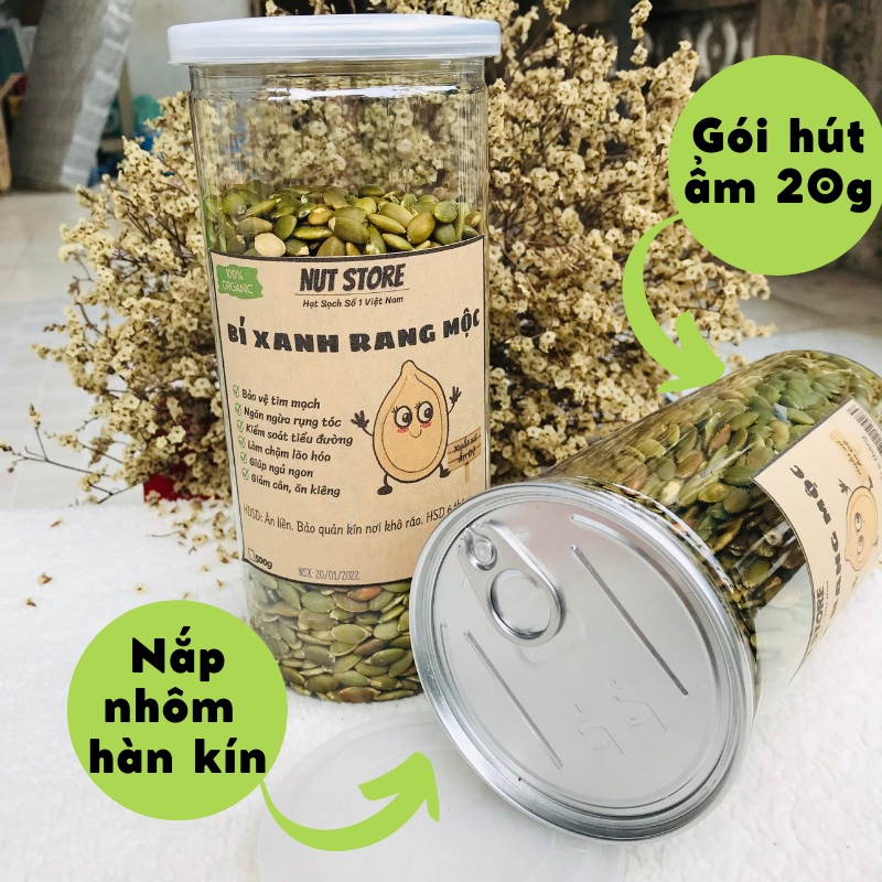 Nhân hạt bí xanh tách vỏ rang nguyên vị Nut Store 500g