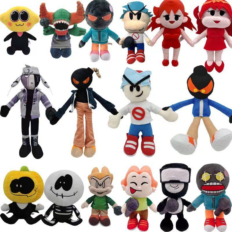 2022 Friday Night Funkin Plush Toy Soft Doll Girlfriend Pico Whitty Monster Skid Pump Tricky The Clown Christmas Kids Gifts