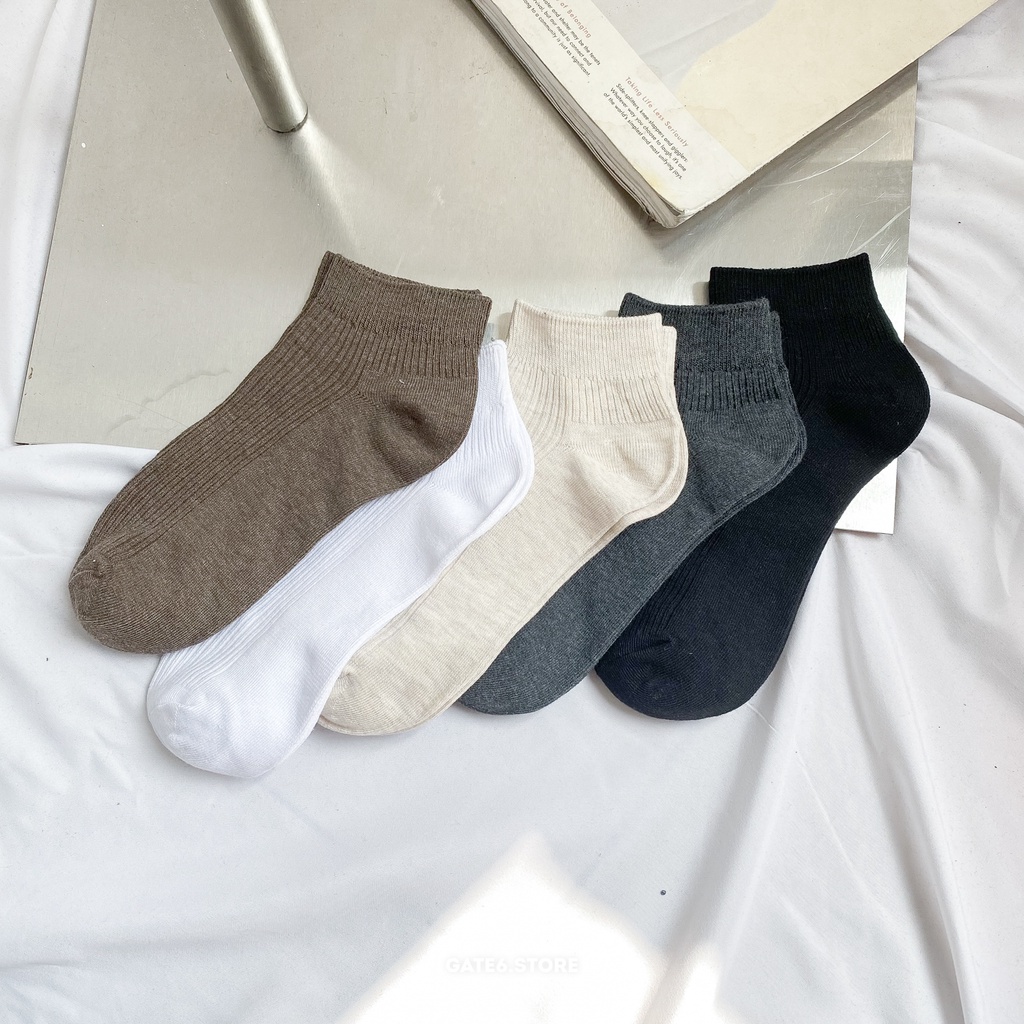 Set 5 Tất mắt cá Nam Nữ Freesize GATE6 Mid Show, vớ cổ thấp Unisex cotton 85% co giãn, khử mùi - #0019