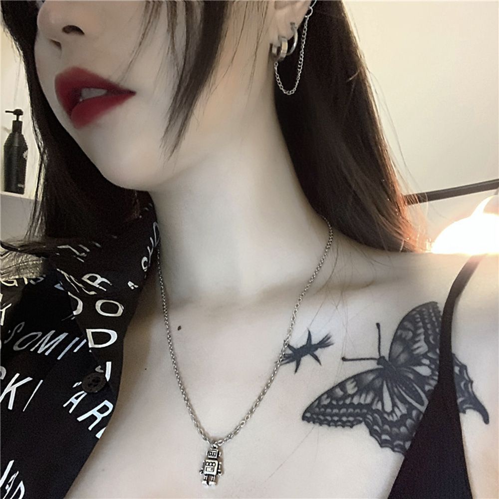 Vòng Cổ Choker Mặt Hình Robot Mini Phong Cách Hip Hop Thời Trang Cho Nam Và Nữ