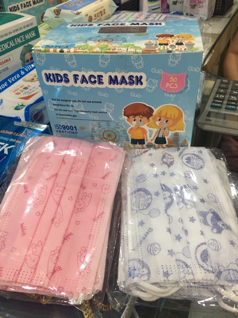 Khẩu trang trẻ em Kids Face Mask (10c/túi ,hộp 50c)