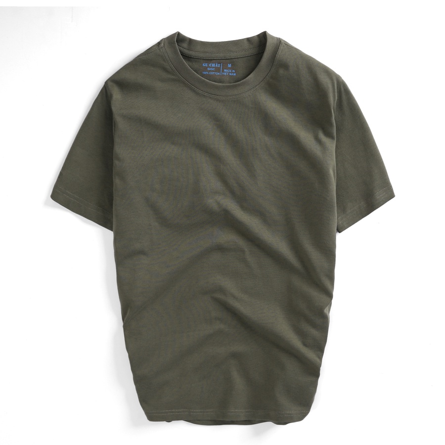 Áo Thun Nam Tay Ngắn Gu Chất Trơn Basic, Chất Thun Cotton Co Giãn 4 Chiều - GUTN07M