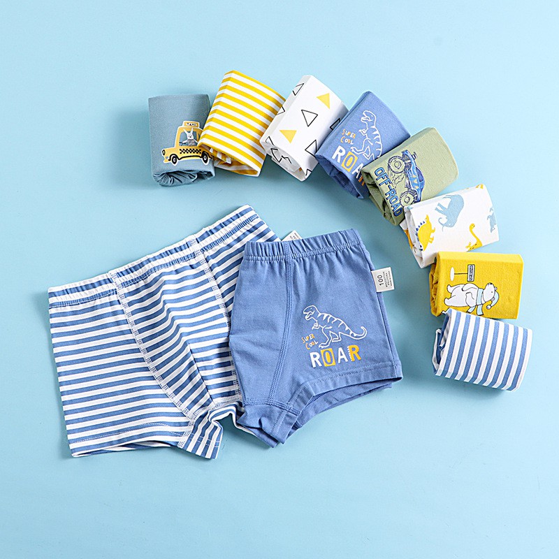 Set 3 Quần Lót Làm Từ Vải Cotton 95% In Hình Khủng Long Dành Cho Bé Trai