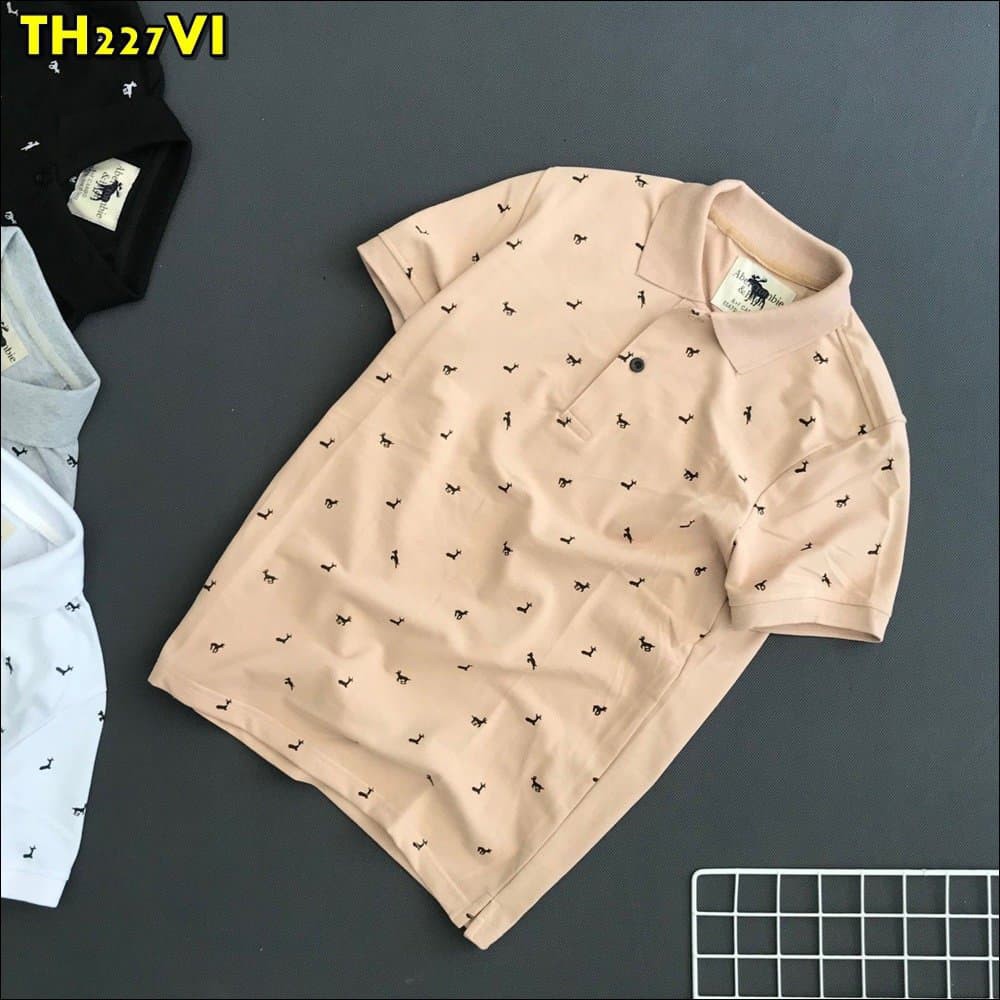 Áo thun Polo nam DEER  in tràn thân, vải cá sấu Cotton xuất xịn,chuẩn form,trẻ trung- năng động,Trắng