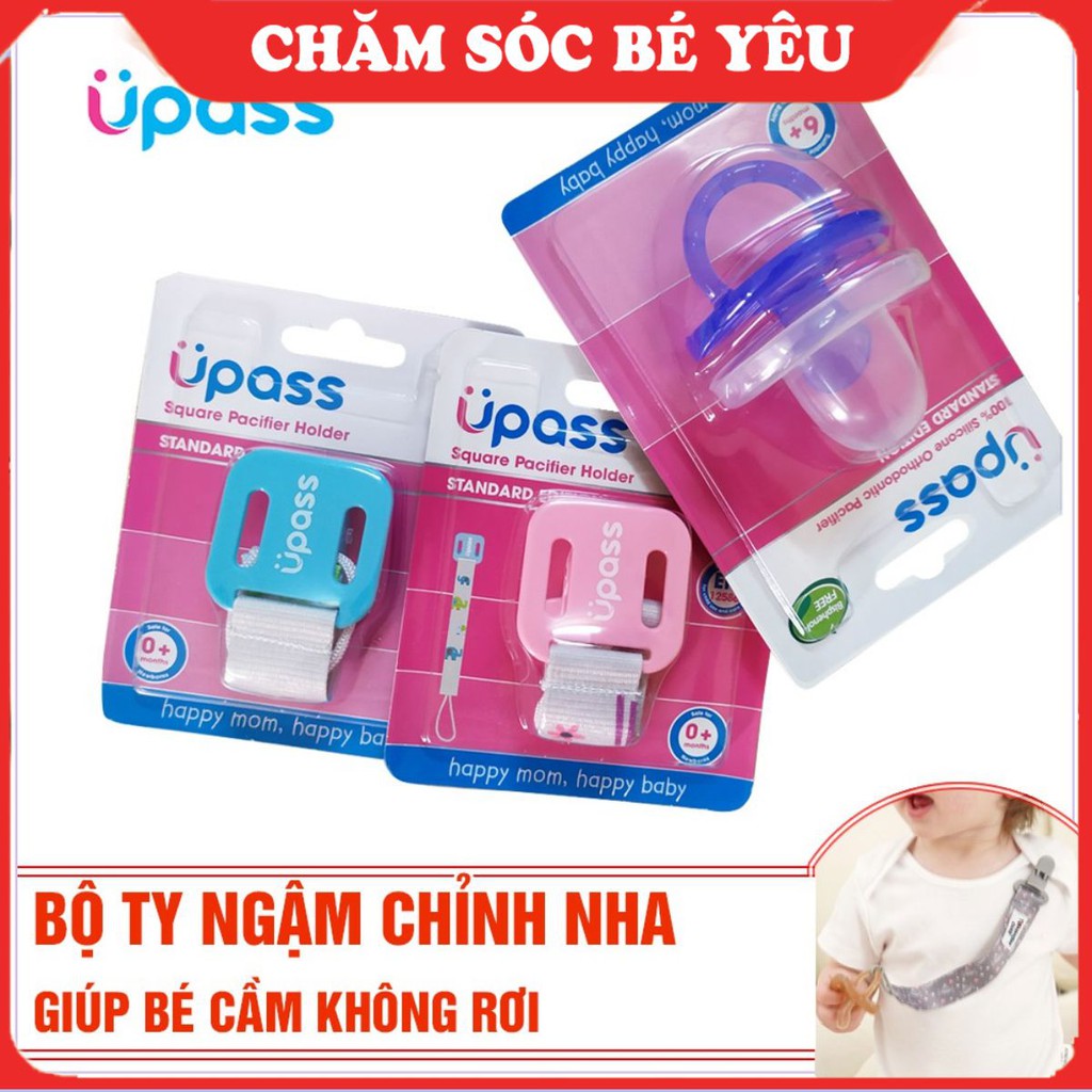 [FREESHIP] Combo: 1 Ti ngậm chỉnh nha 100% Silicon Upass và; 1 Dây đeo ti ngậm chống rơi Upass cho b