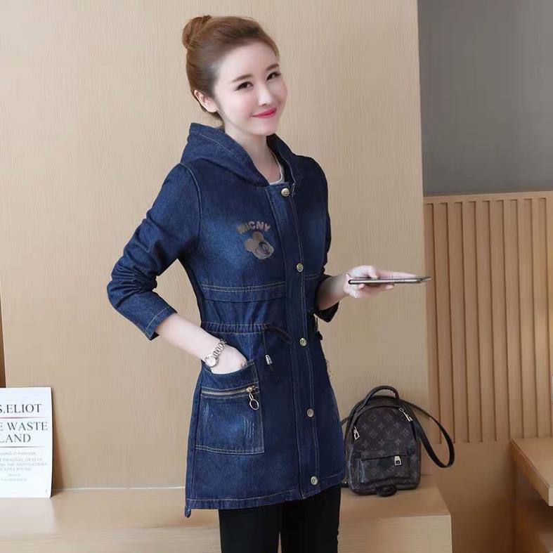 [TRỢ GIÁ[ Áo Khoác Jean Form Dài Có Nón GIÁ RẺ NHẤT, Áo Khoác Jean