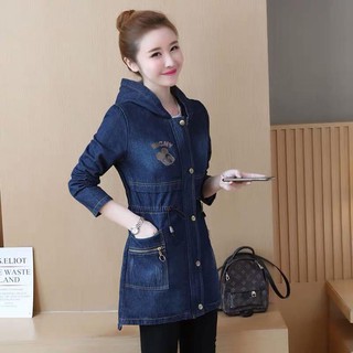 [trợ giá[ áo khoác jean form dài có nón giá rẻ nhất, áo khoác jean