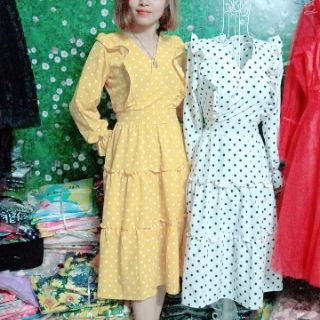 (Hình thật) Đầm dự tiệc, đầm chấm bi