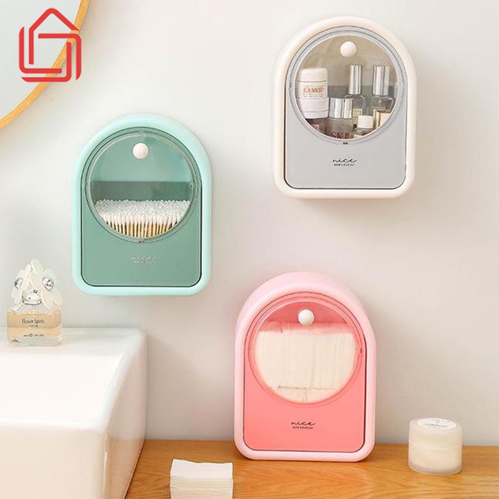 Hộp đựng bông tẩy trang, hộp đựng bông ngoáy tai chất liệu HIPS treo tường tiện lợi - nhamoi