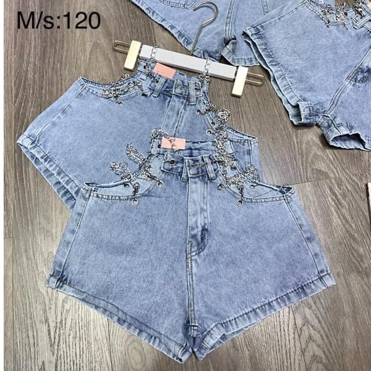 Quần short jeans nữ dây xích oze phong cách sexy