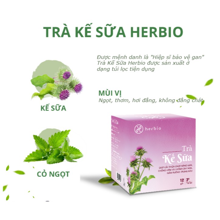 Trà Kế Sữa Herbio , chống viêm, chống oxy hóa, giải độc gan , hộp 12 g