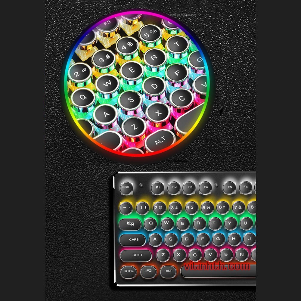 Combo Bàn phím Chuột /  Bàn phím cơ cao cấp nút tròn chính hãng SUNROSE led RGB