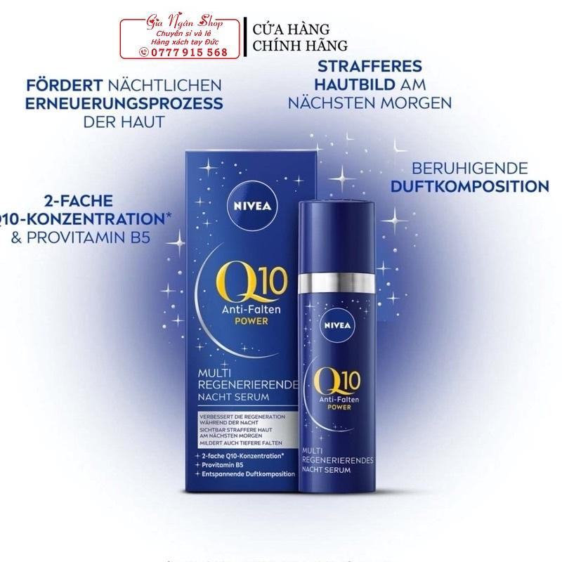 SERUM TÁI TẠO DA BAN ĐÊM NIVEA Q10 ANTI-FALTEN POWER GIÚP GIẢM NẾP NHĂN & SẠM NÁM 30ml Nội Địa Đức