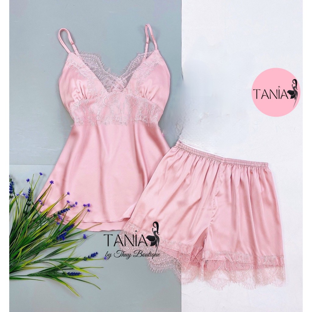 Bộ 2 Dây Mặc Nhà Đồ Ngủ Nữ Lụa Phối Ren Sang Trọng Gợi Cảm Quyến Rũ TANIA 1109 | BigBuy360 - bigbuy360.vn