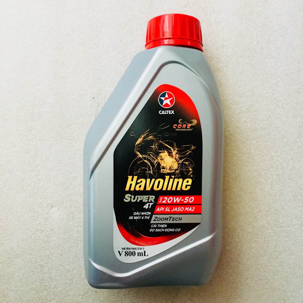 NHỚT HAVOLINE SUPER 4T SAE 20w-50 800ML - XE SỐ(chai xám năp đỏ)