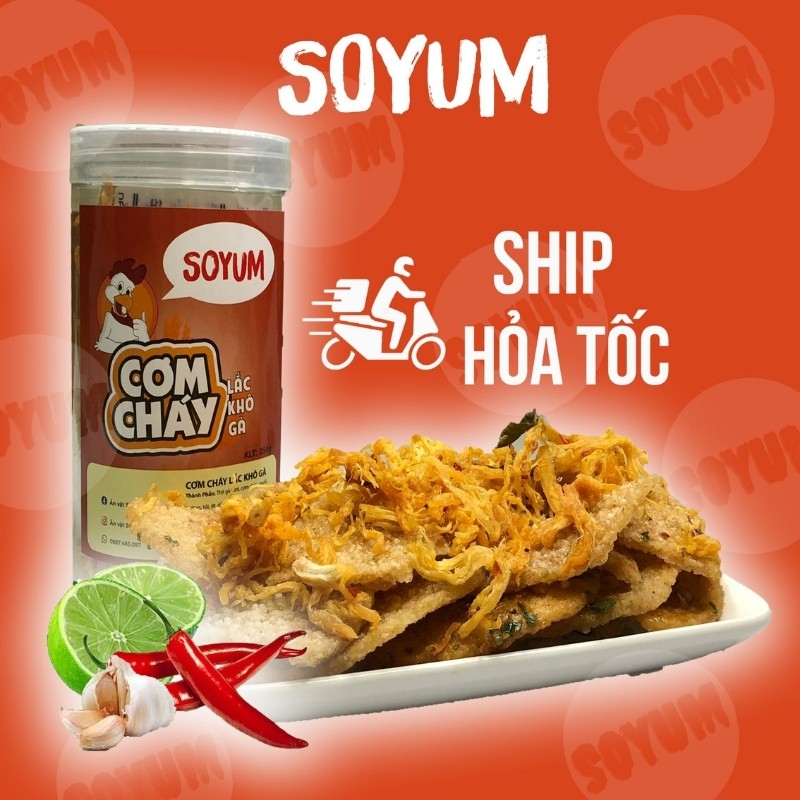 Cơm cháy lắc khô gà 250g đồ ăn vặt Soyum