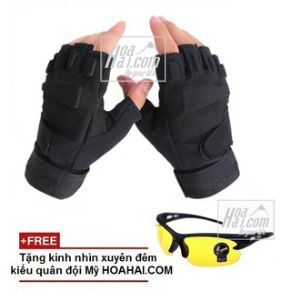Găng tay kiểu tác chiến cảnh sát đặc nhiệm HOAHAI (đen) + Kính nhìn xuyên đêm quân đội
