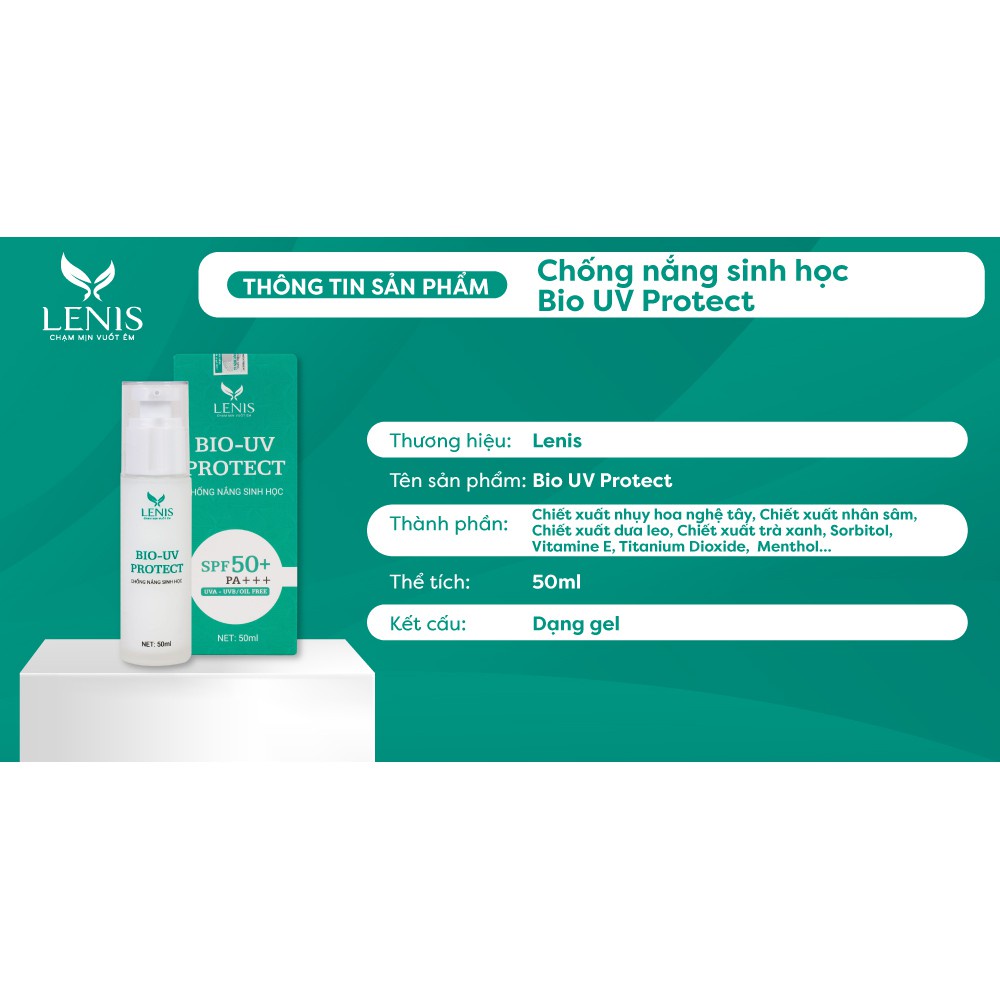 Kem Chống Nắng Dành Cho Da Dầu Mụn - Bio UV Protect LENIS SPF50+ PA+++ Dạng Gel Thẩm Thấu Nhanh Dung Tích 50ML