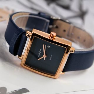 Đồng Hồ Nữ Mặt Vuông Thời Trang VISER Dây Da, Đồng Hồ Giá Rẻ, Đồng Hồ Sinh Viên