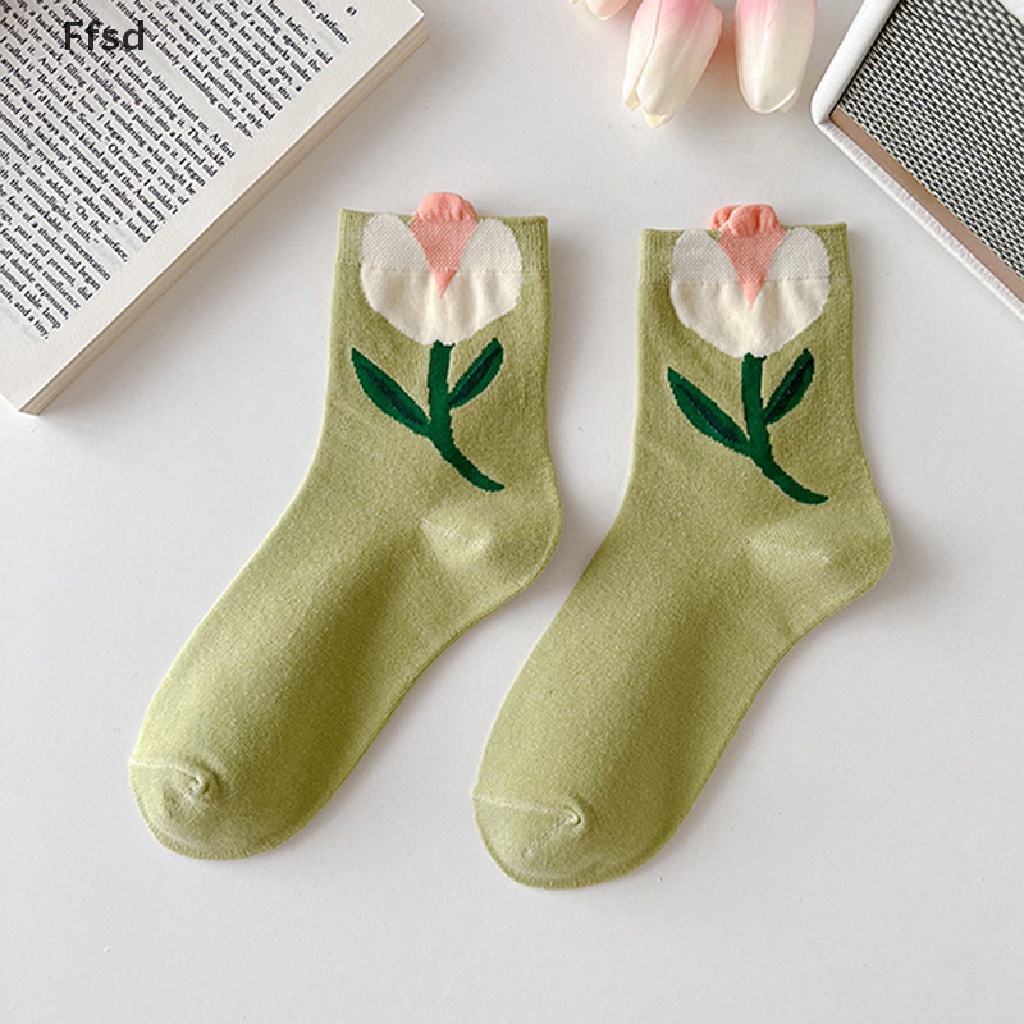{Ffsd} Vớ Cotton Cổ Vừa Họa Tiết Hoa Lolita Nhật Bản Ngọt Ngào Hợp Thời Trang Mới Cho Nữ * Bán Chạy