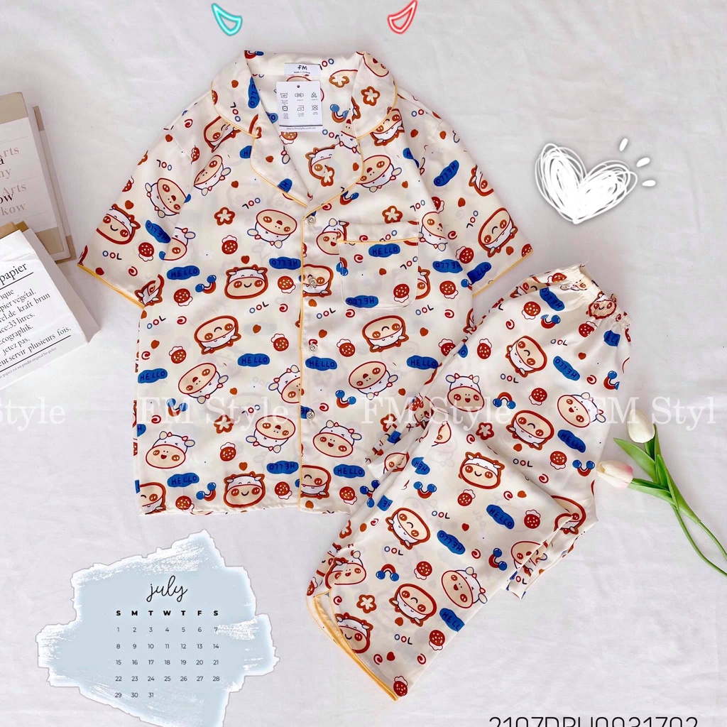 Đồ bộ pijama Fm Style dài tay mặc nhà hoạ tiết dễ thương siêu xinh chất vải kate xịn 211011070 | BigBuy360 - bigbuy360.vn