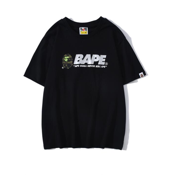 Áo thun cotton tay ngắn in hình chủ đề bape thời trang