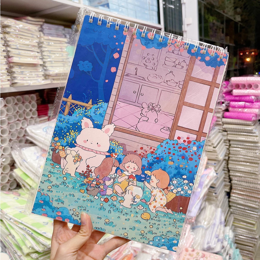 Sổ vẽ, sổ sketchbook A4 lò xo bìa siêu cute