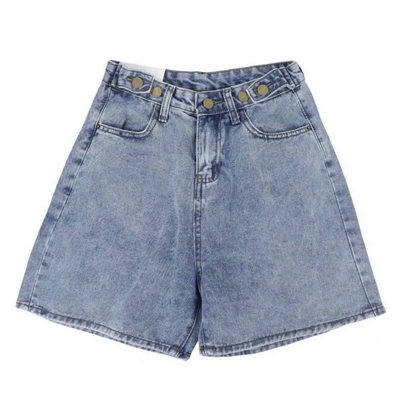 Quần jeans ngố cạp khuy ống suông lưng cao cá tính