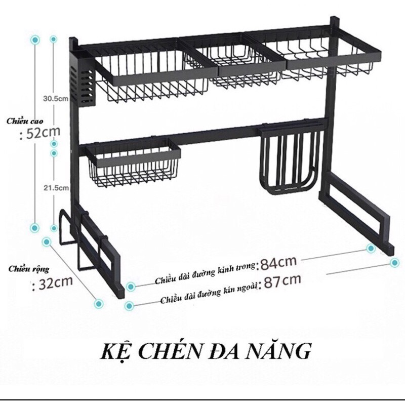 Kệ bát thông minh navy- tích hợp đựng đũa giao kéo size 85cm-95cm và 120cm
