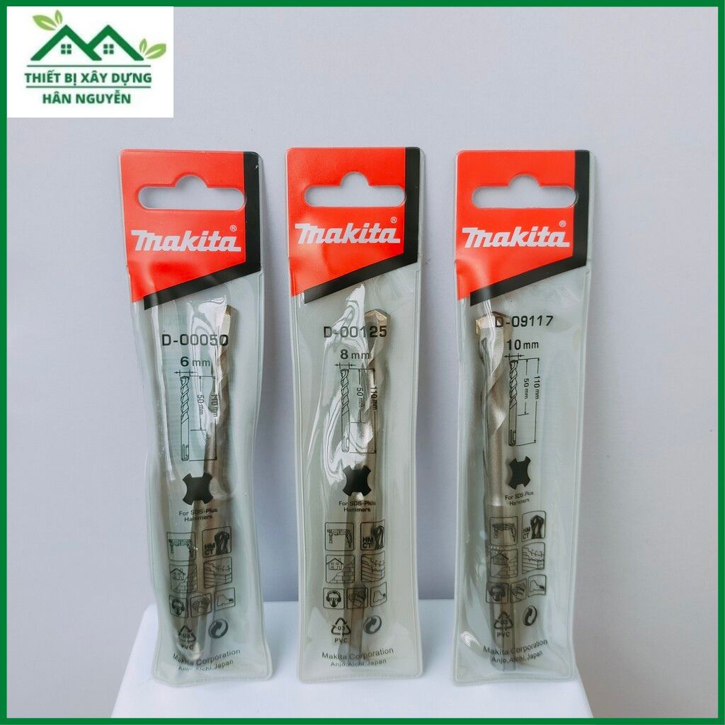 Mũi khoan bê tông Makita 2 cạnh gài 6mm,8mm,10mm X 110mm cho máy khoan bêtông
