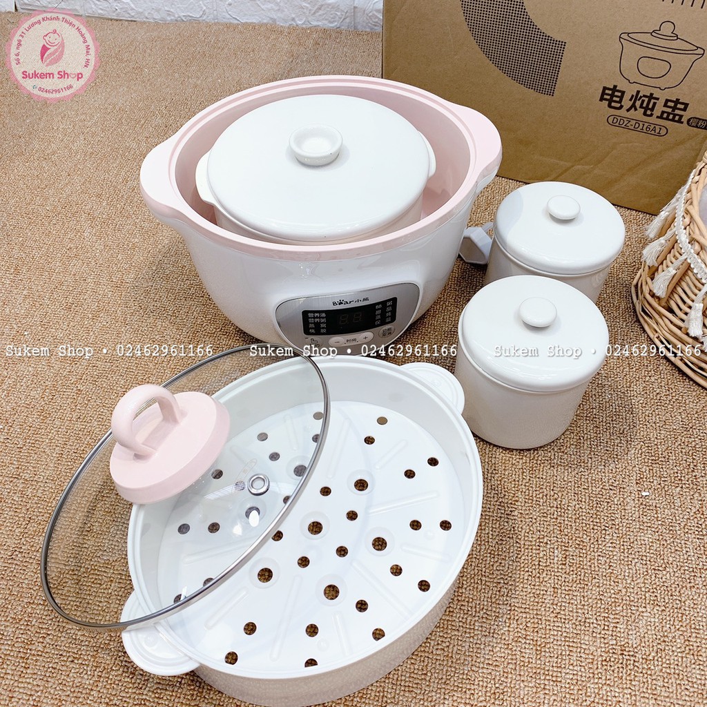 Nồi Nấu/ Hầm Cháo Bear Dung Tích 0,8L/1,6L Tiện Lợi Cho Mẹ Và Bé | BigBuy360 - bigbuy360.vn