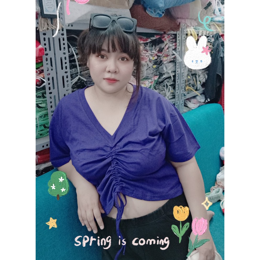 áo croptop rút dây bigsize 7 màu cao cấp