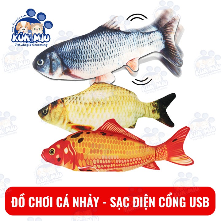 Đồ chơi cá nhảy Kún Miu cho thú cưng, chó, mèo sạc điện cổng USB