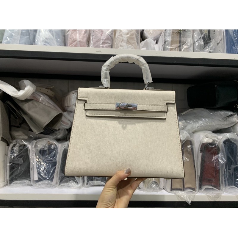 Túi Kelly tag bạc sz 25cm