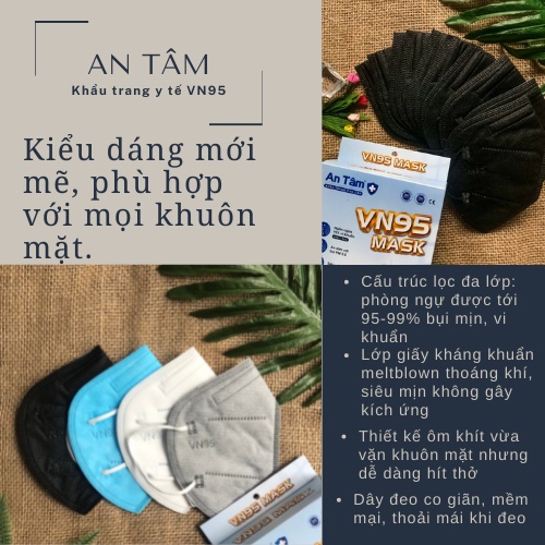Khẩu trang n95 kháng khuẩn 4 lớp vn95 hộp 10 cái An Tâm_ATVN95O