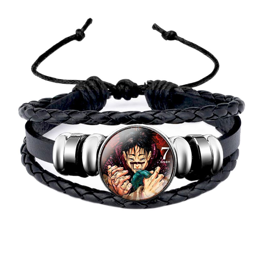 Vòng Tay Da Dệt Phối Mặt Kính Biểu Tượng Anime Jujutsu Kaisen Giống Thật Thời Trang Cho Nam Và Nữ Headori Yuji Gojo Satoru