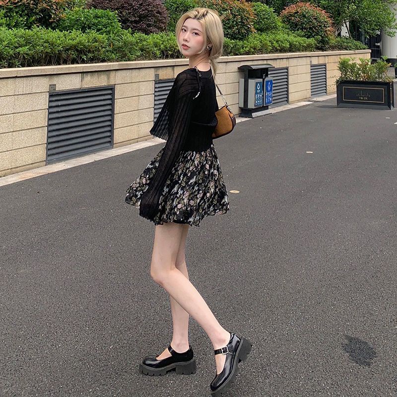 SET VÁY 2 DÂY HOA NHÍ + ÁO LEN MỎNG KHOÁC NGOÀI HÀNG QUẢNG CHÂU OD