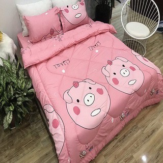 MẪU MỚI 2023 -Chăn hè mền chần bông 2 mặt 1M8 X 2M MẪU HEO HỒNG kute ngỗ nghĩnh dễ thương