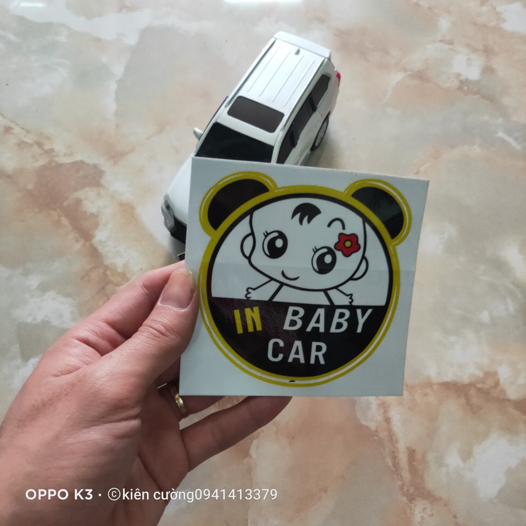 Decal Sticker Baby In Car dán ô tô xe hơi- cảnh báo có trẻ nhỏ trong xe
