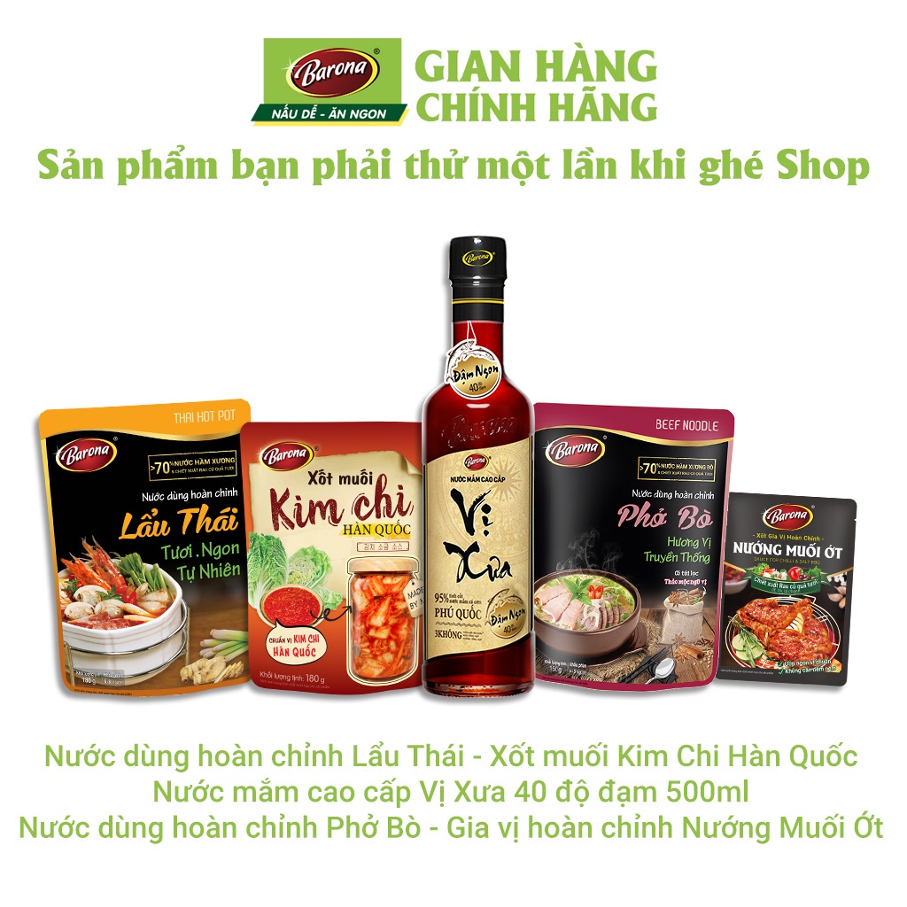 Combo 1 Nước Dùng Lẩu Thái Barona 180g và 1 Nước Mắm Cao Cấp VỊ XƯA 40N 50ml