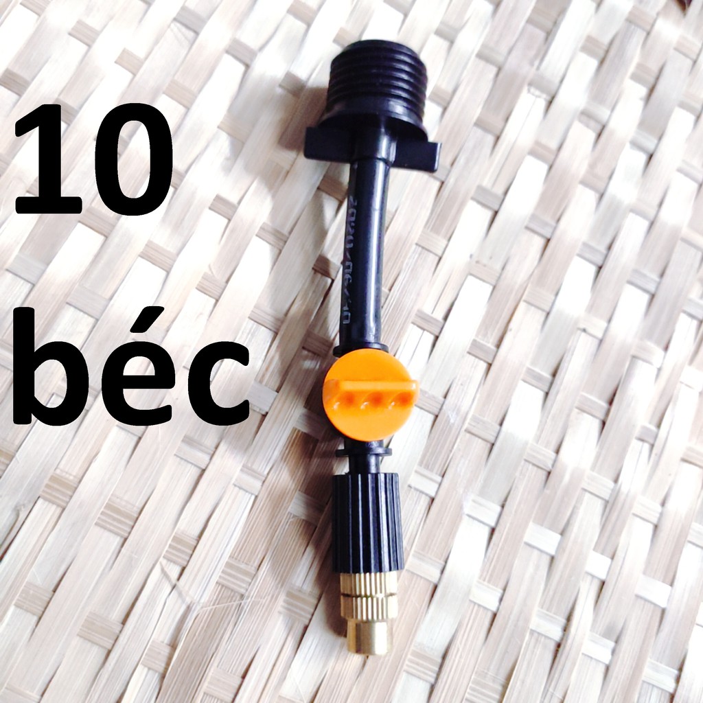 10 Béc tưới cây, phun sương 1 tia đồng, có van khóa đầu béc, kết nối ren 21mm