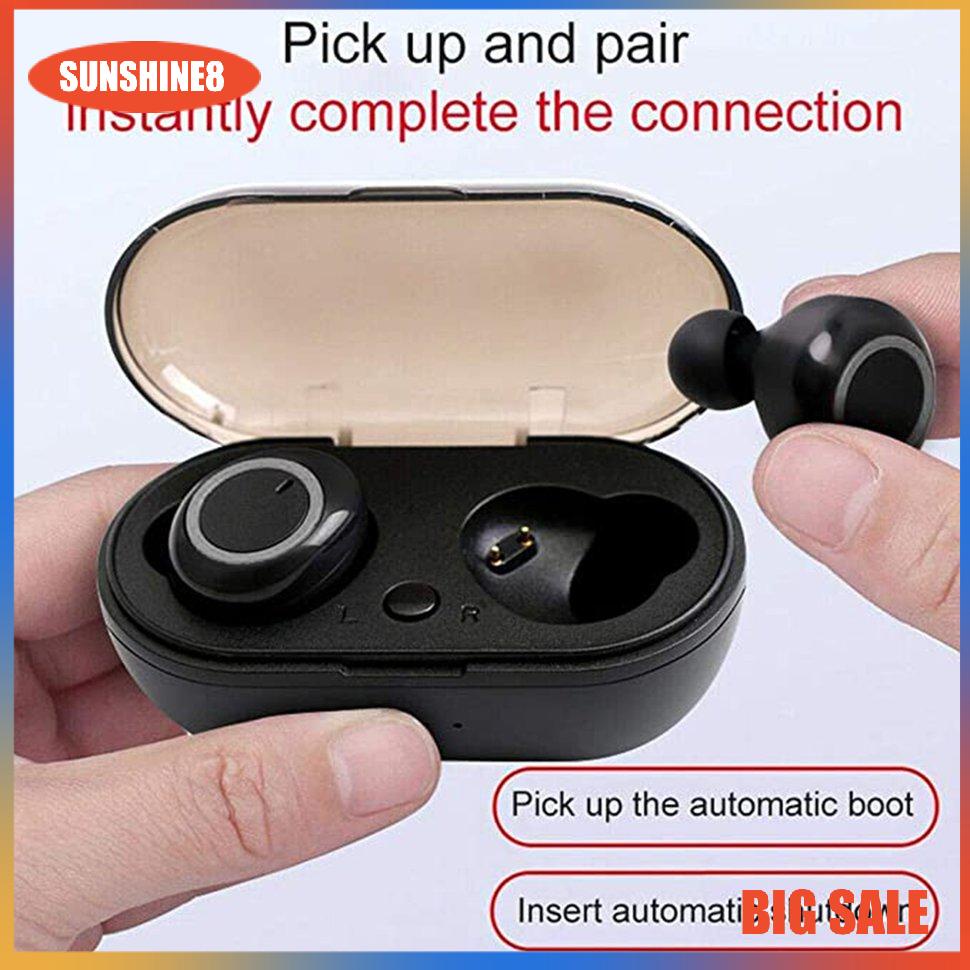 【SUN】Y50 Wireless Earphones 5.0 Stereo Sound HiFi Headphone Wireless In-ear Earbuds