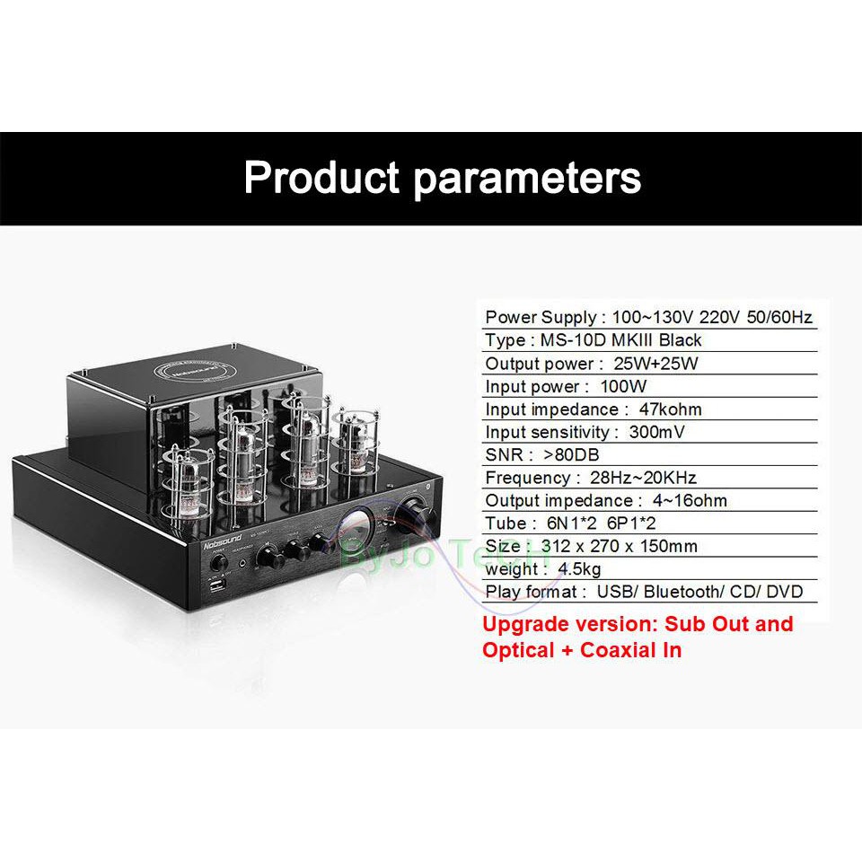 Pre Amply đèn Nobsound MS10D - MKIII tích hợp Bluetooth và cổng USB - Thêm cổng Sub out và Optical In