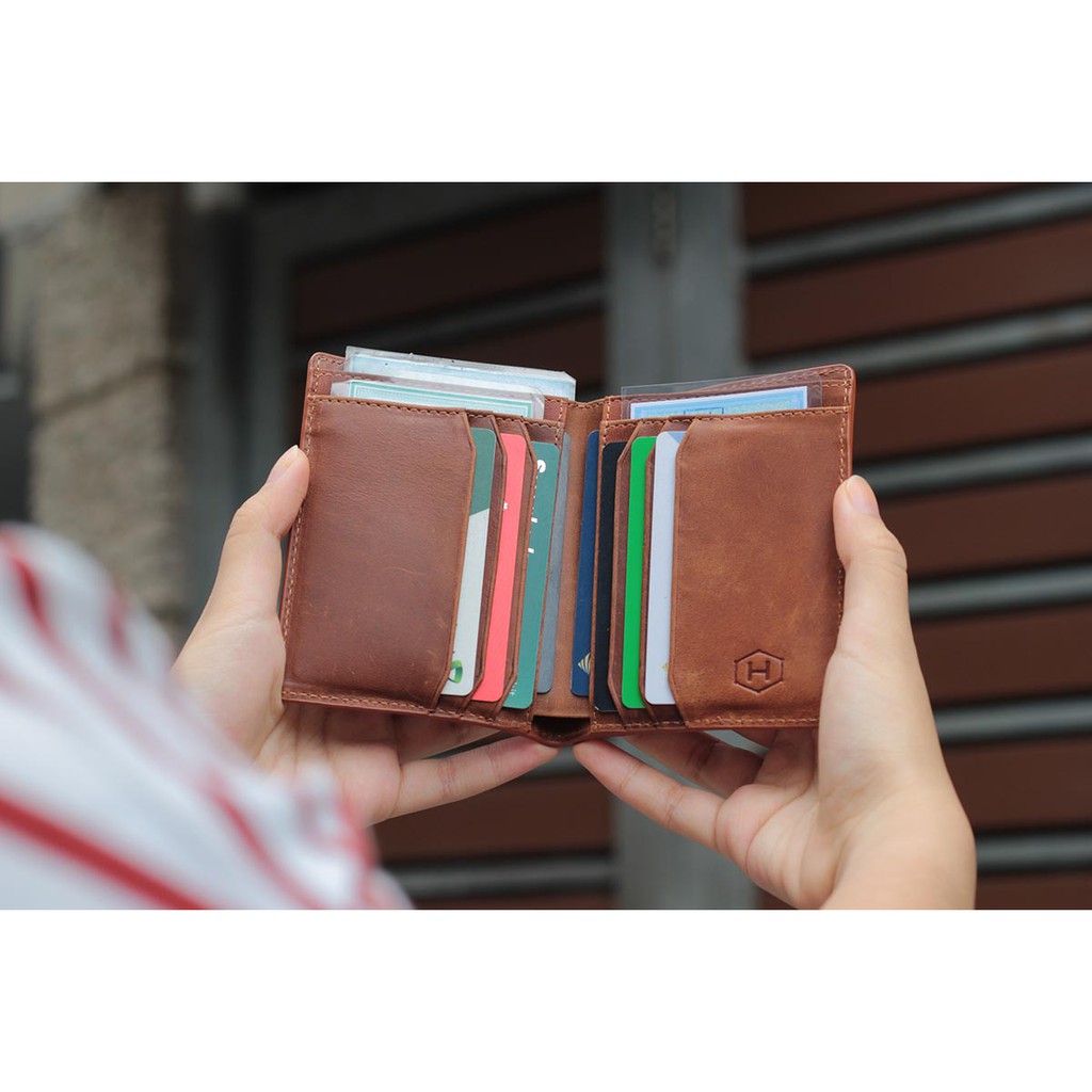 Ví da đứng Gen8 Handcrafted Wallet HAVIAS_Da Bò VEG Có Hương Vĩnh Cửu