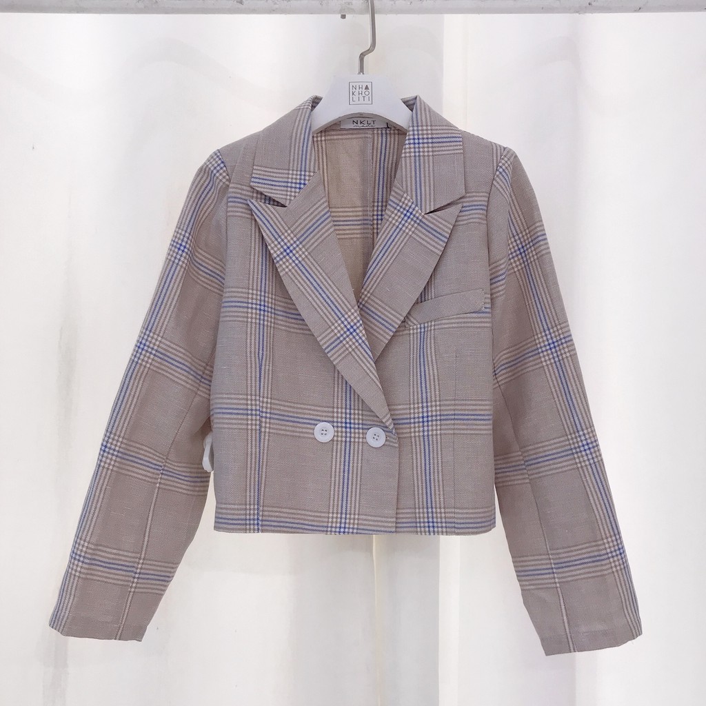 Áo khoác blazer crop caro TK - AKTK032 | BigBuy360 - bigbuy360.vn