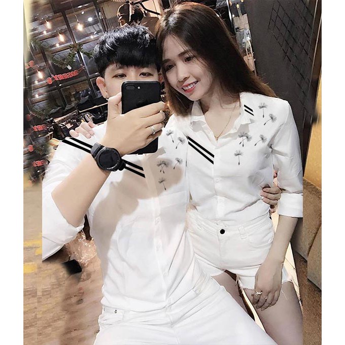 Áo sơ mi đôi nam nữ chữ LOVE cao cấp | Áo cặp sơ mi đẹp | HOT