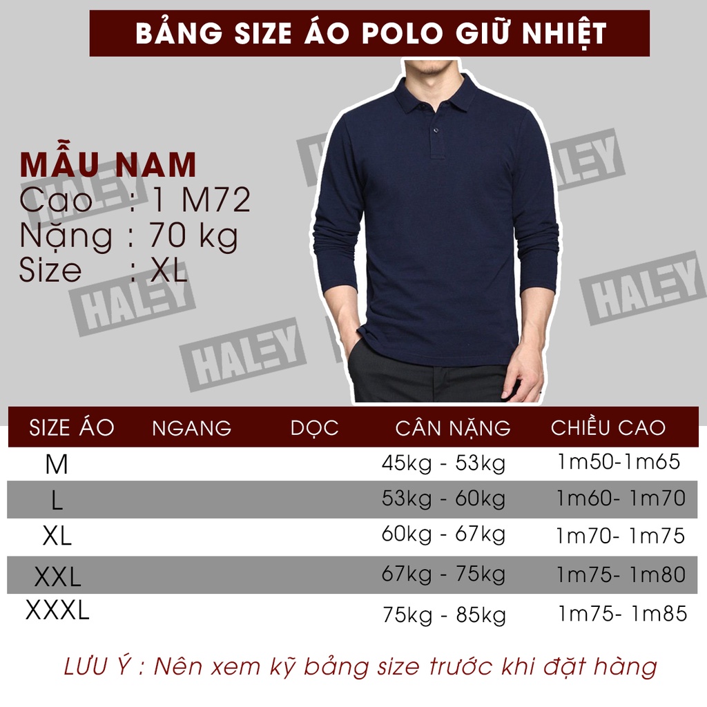 Áo Polo HALEY Nam Dài Tay Phong Cách Trẻ Trung Basic,Áo Giữ Nhệt Có Cổ Dài Tay Dáng Ôm đủ size 45-95kg chất đep cao cấp
