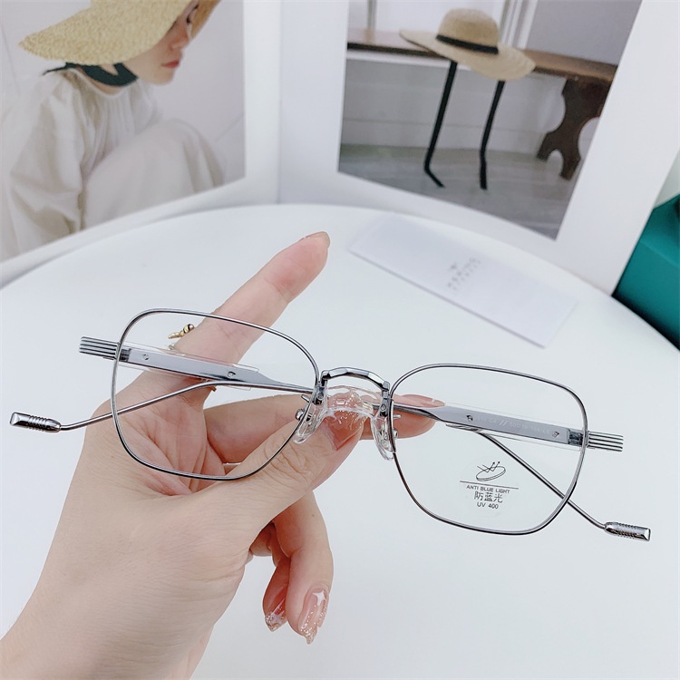 Mắt kính JIUERBA bảo vệ chống bức xạ gọng vuông bằng kim loại phong cách Hàn Quốc